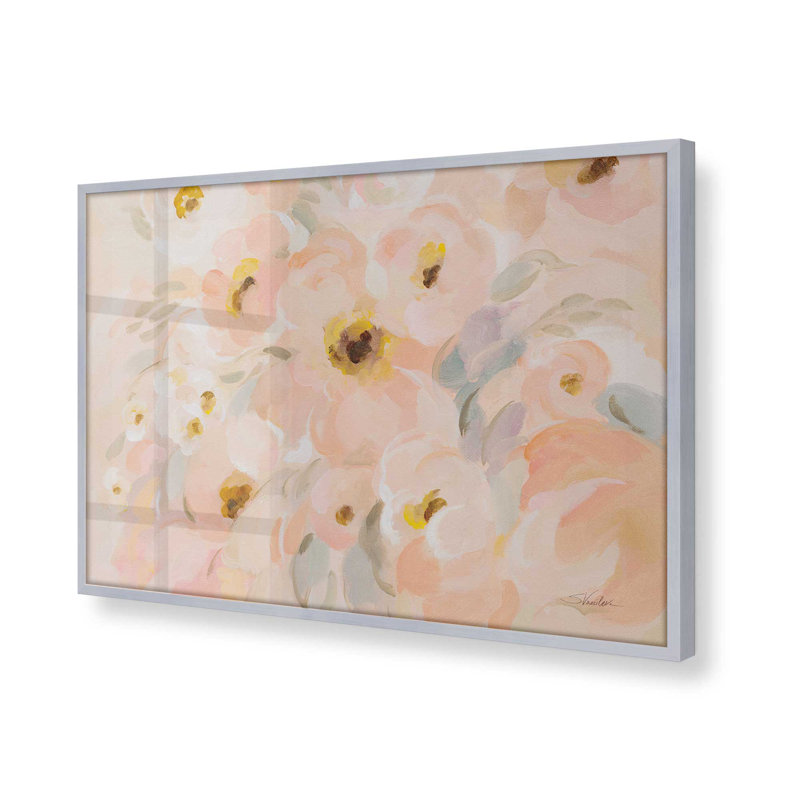 Blush Blooms Print, Cadre en chrome poli, H 12,25 po x l 15,25 po