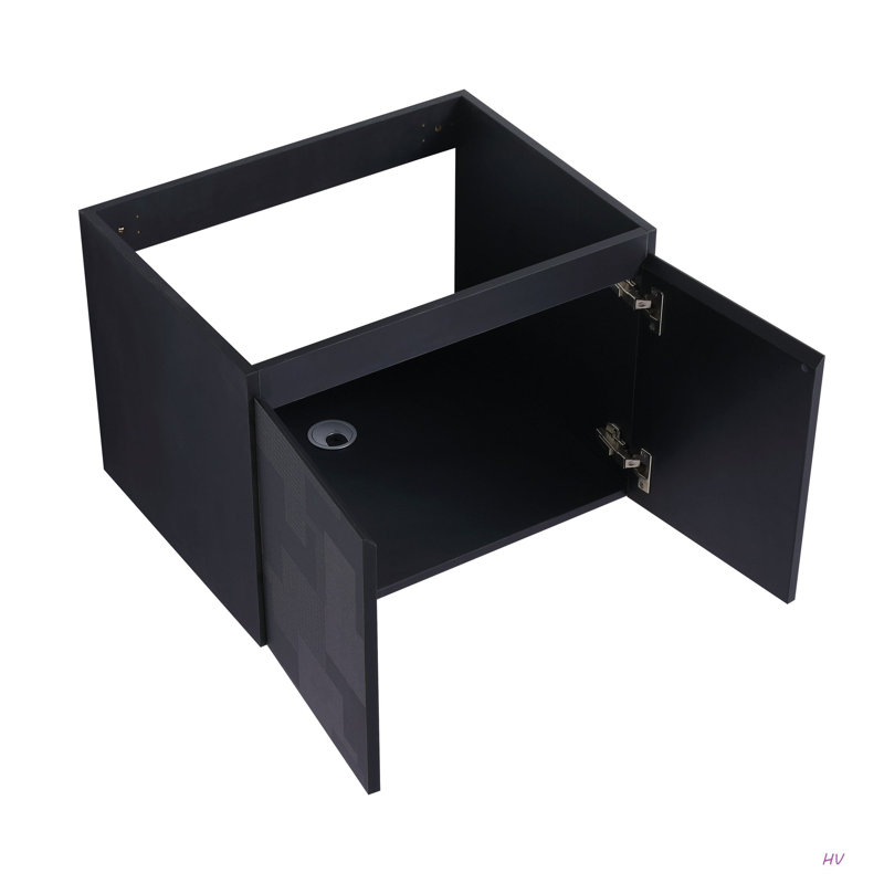 Meuble-lavabo mural 24 po avec lavabo en céramique et porte d'armoire à fermeture en douceur, ensemble KD