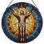 Panneau de vitrail en verre coloré Christ H 12 po-257877982