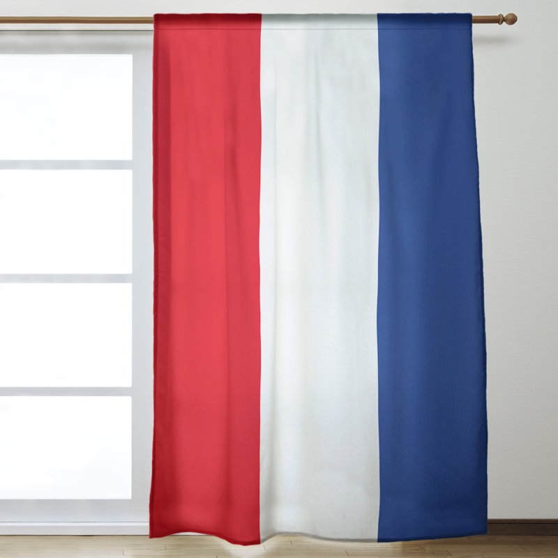 New York Big Sateen Room Darkening Curtain Single Panel, 53" W x 87" L, Red/White/Blue