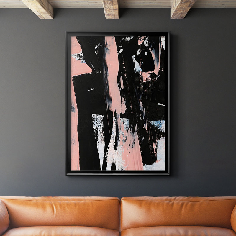 «Black & Blush I», reproduction encadrée de qualité supérieure - prête à être accrochée, H 30,5 po x l 22,5 po, Pas de tapis