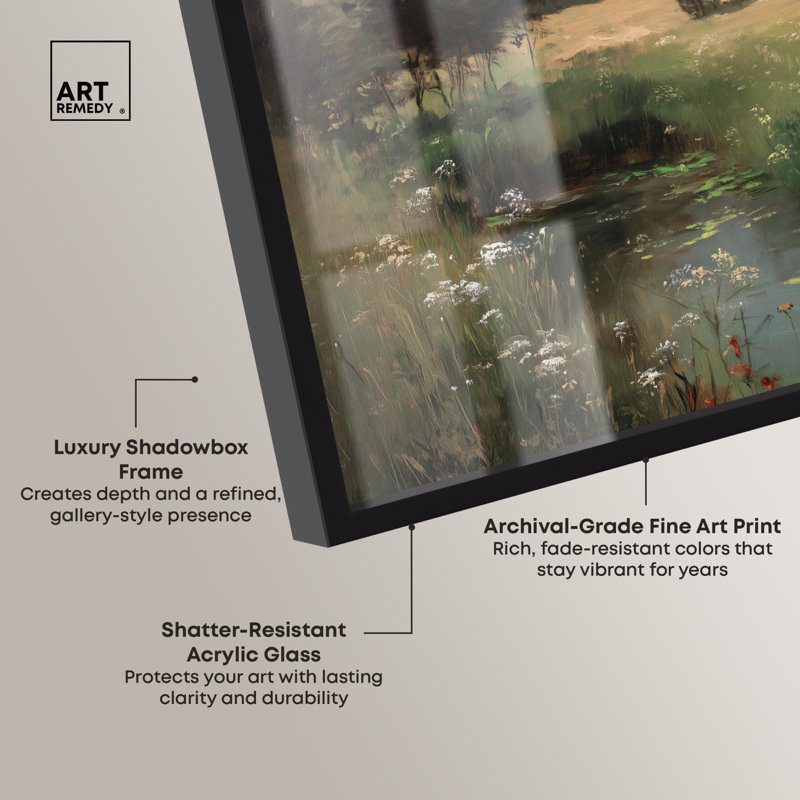 «Hidden Pond Spot Shadowbox» par Art Remedy, H 11 po x l 16 po, Noir