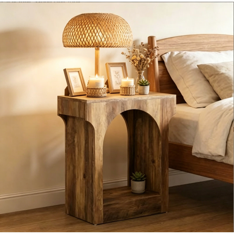 Arched Design End Table,2-Tier Tea Table,Wood Hall Table