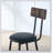 Round bar table and stool set with shelf, upholstered stool with backrest