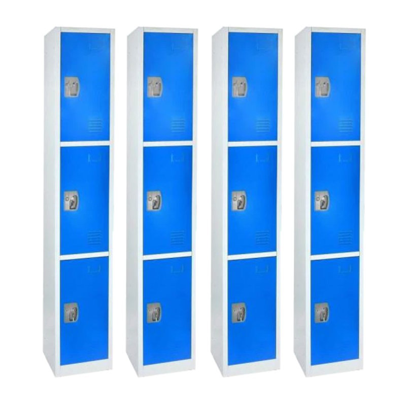 Casier 3 portes 72 po x 12 po x 12 po en acier à 3 portes avec serrure à clé - Rangement pour employés, étudiants, salle de sport, lieu de travail - Comprend des crochets, une ventilation et un porte-carte - Assemblage facile