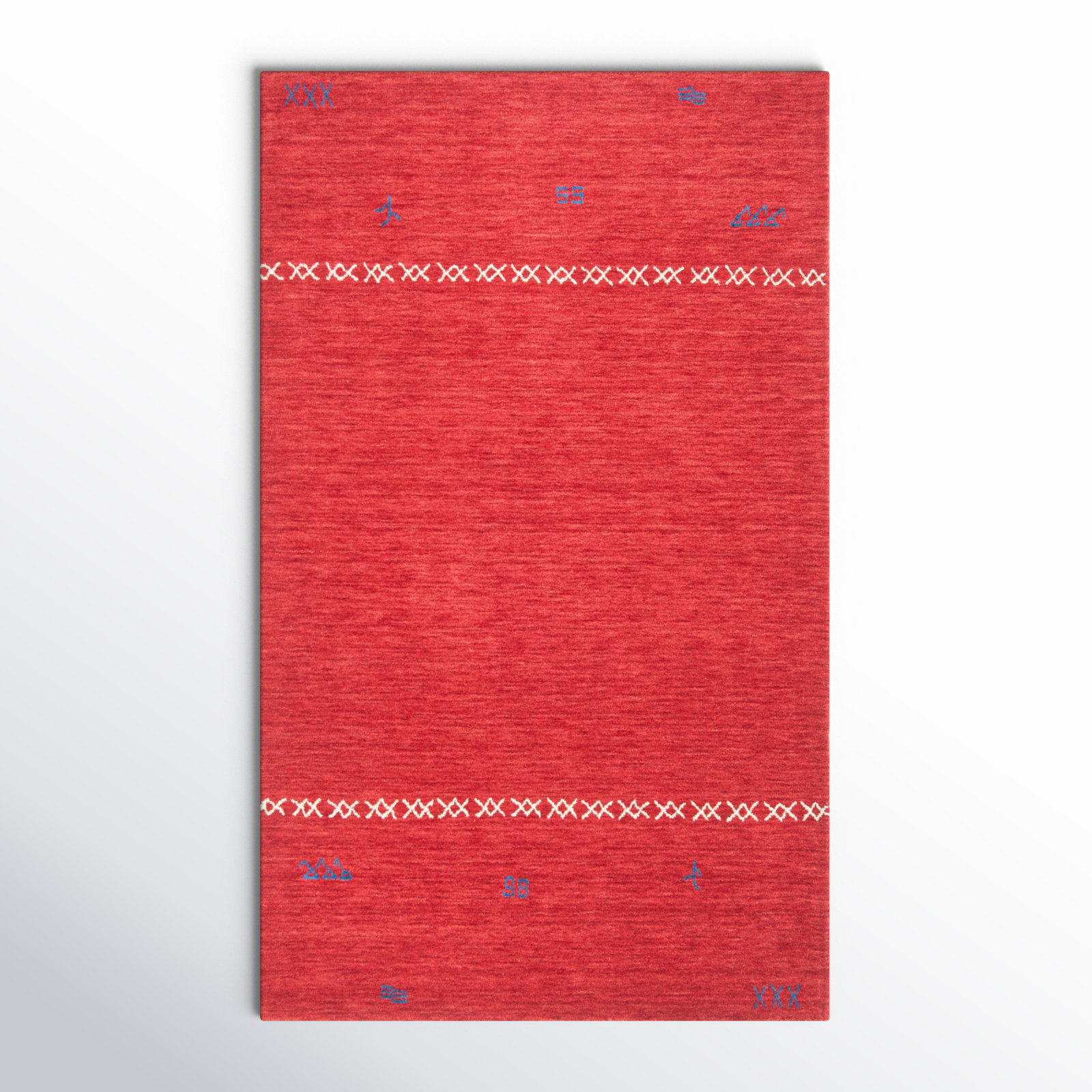 Santiago Handmade Wool Red Rug, Rectangle 3' x 5'