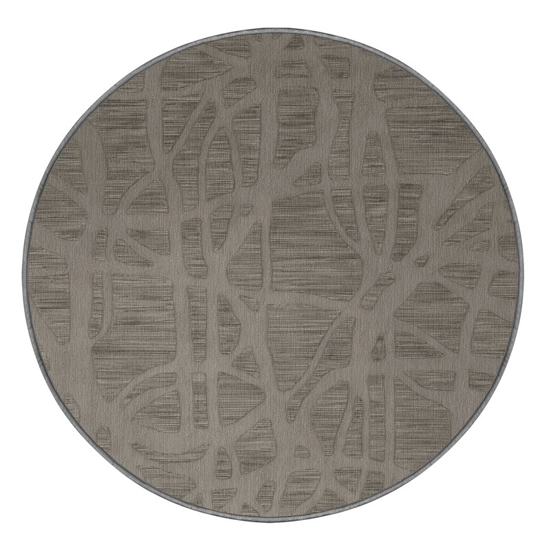 Tapis abstrait gris lavable à la machine, Rond 7 pi