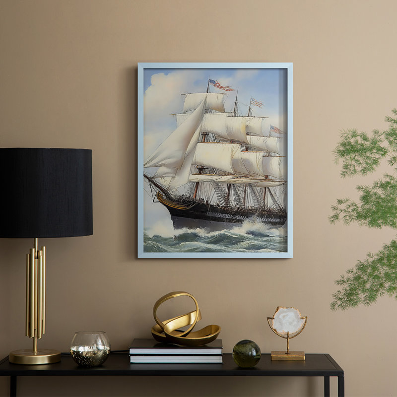 NAUTICAL Series LX, reproduction encadrée - bois massif, H 11 po x l 9 po, Bleu