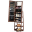 Armoire à bijoux pivotante à 360 °, miroir pleine grandeur de 61 pouces de hauteur avec rangement, organisateur d'armoire à bijoux rotatif sur pied, porte verrouillable avec 2 clés, pochettes à accessoires et tablettes de rangement