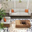 Ensemble de conversation 2 pièces Mid-Century avec base en bois massif, canapé et fauteuil rembourrés en coton et lin