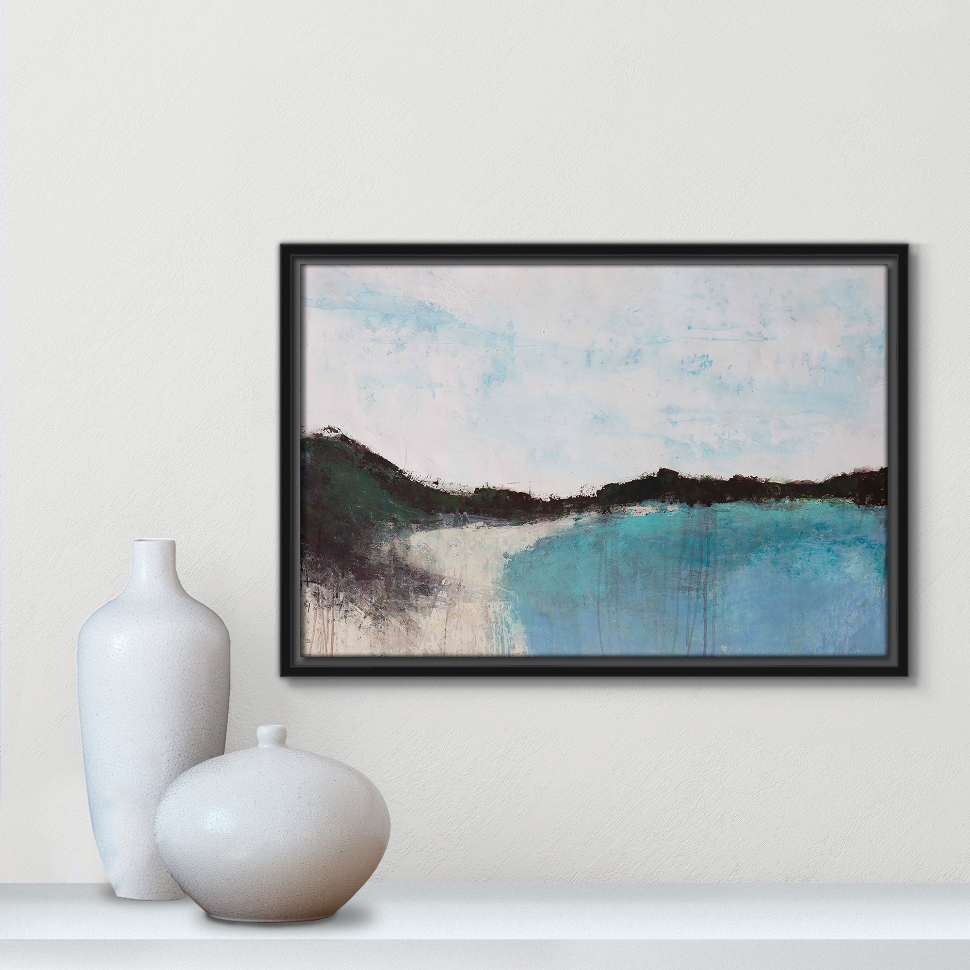 Mountainside Lakeview III by Filippo Ioco, 13.5'' H x 19.5'' W x 2'' D, Black Framed