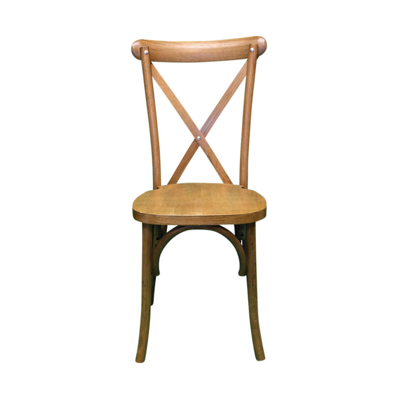 Ayala 43cm H Solid Wood Cross Back Stacking Side Chair