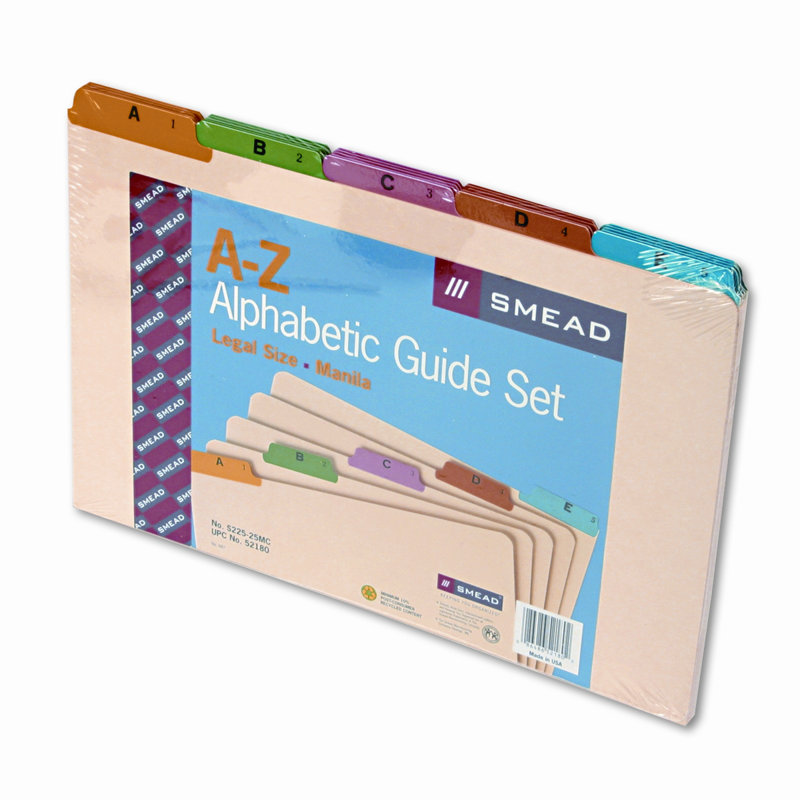 Smead® Alphabetic Top Tab Indexed File Guide Set Wood File Guides