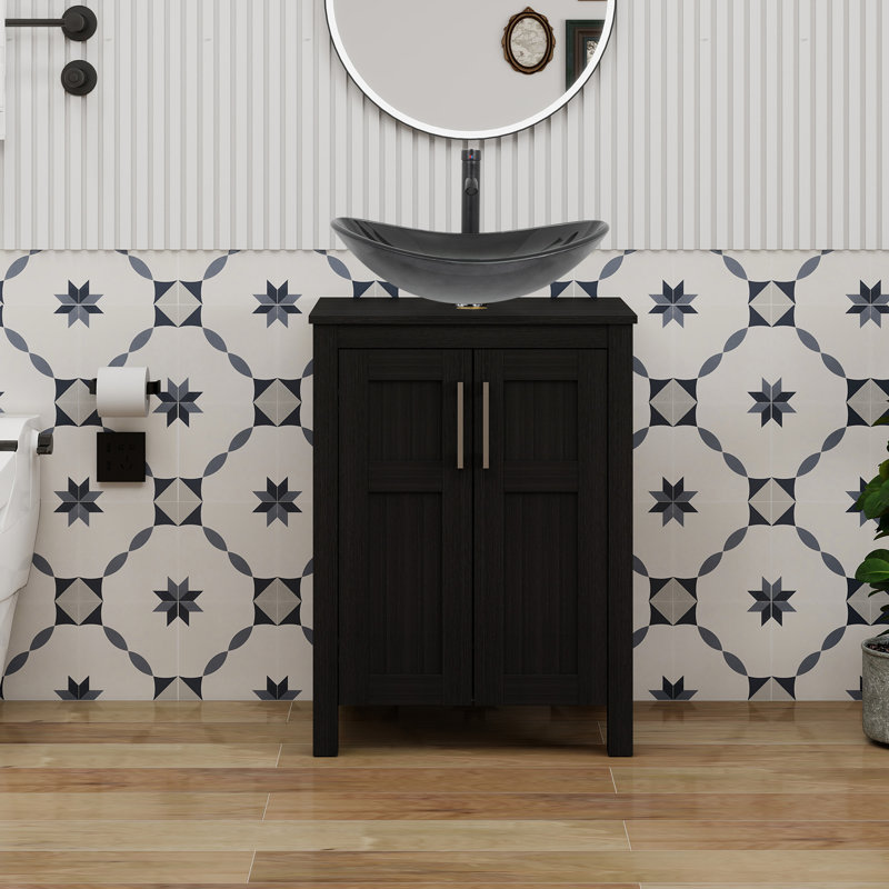 Free Standing Bathroom Vanity With Sink, Black