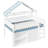 Full Size Loft Bed with Canopy Roof and Storage Cabinet – Multi-Functional Wood Loft, White and Blue-1238512264
