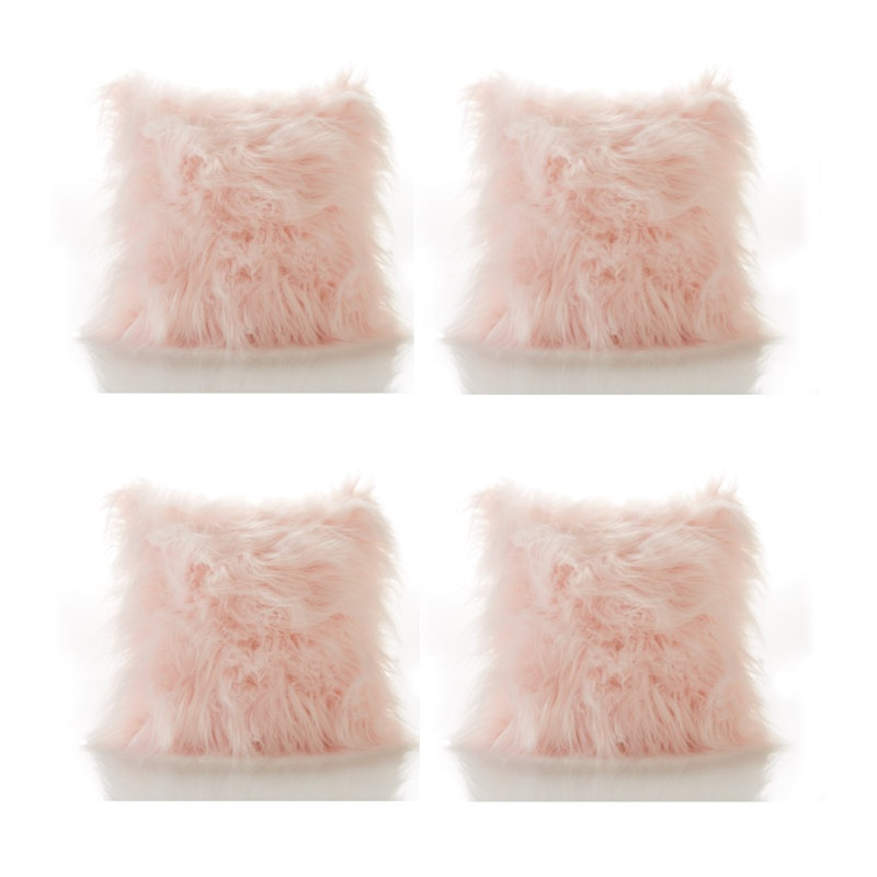 Tom Jebediah Faux Mohair Cushion with Filler Pad, Pink