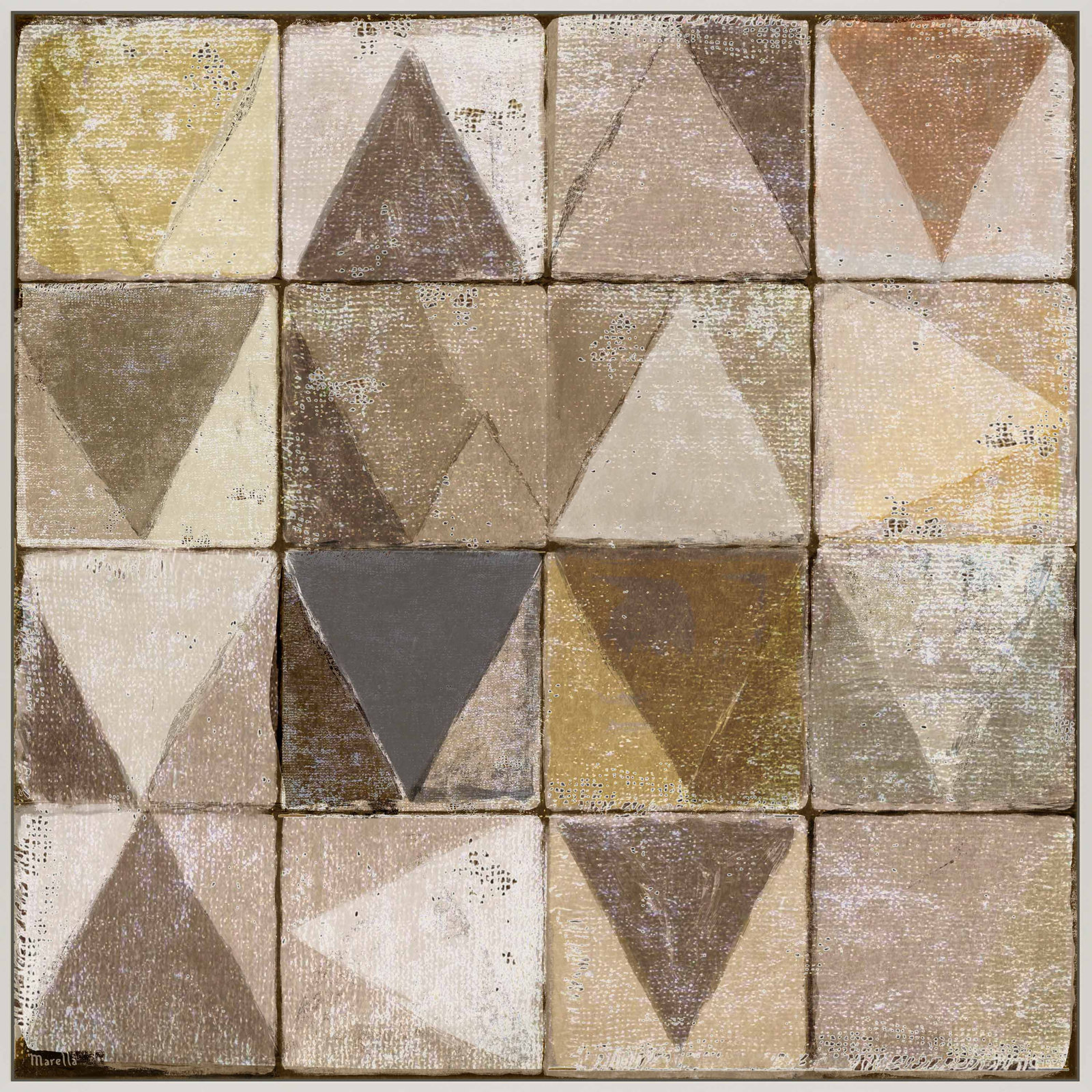 Tiles 1 by Marco Marella for Studio M - Framed Wall Art, 30" H x 30" W, Canvas, White