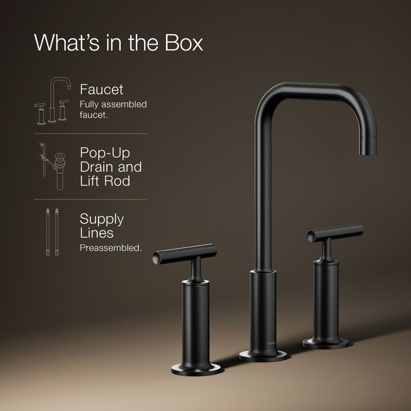 Purist Widespread Bathroom Faucet, Matte Black