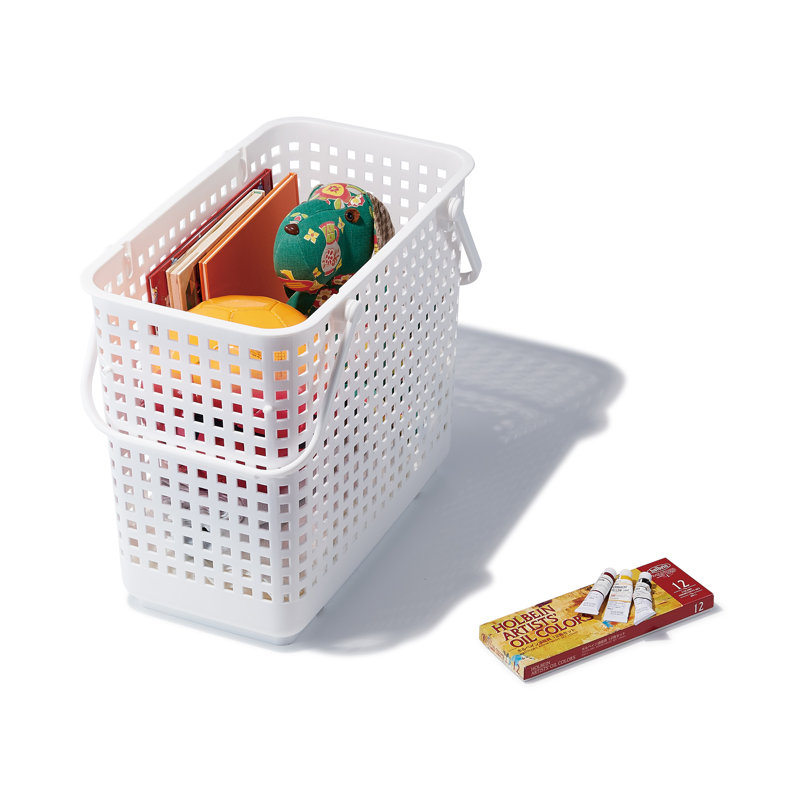 Ensemble de panier de rangement modulaire et couvercle, Blanc, H 15,35 po x l 10,9 po x P 17,91 po