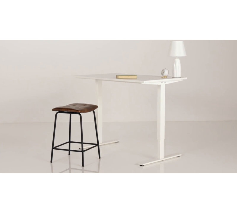 24'' Yellow Brown Faux Leather and Iron Backless Bar Stools, Set of 2