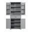 Grey Bathroom Storage Cabinet with Doors and Drawer, Adjustable Shelf, Multiple Storage Space for Bathroom Organization