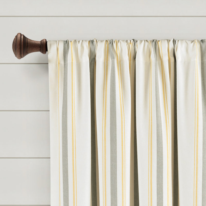 Cotton Blend Semi Sheer Curtain Pair, Neutral, 42" W x 63" L