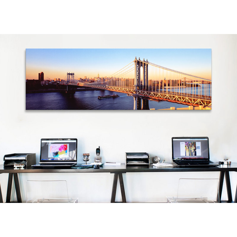 «Manhattan Bridge New York, reproduction de photo sur toile», H 12 po x l 36 po x 1,5 po, Toile tendue