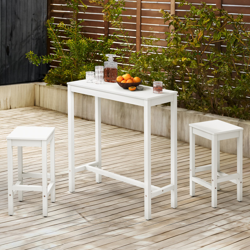 Ensemble de table de bar et chaises Euler, Brun teck, H 39 po x L 38 po x l 15 po