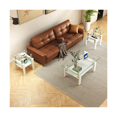 Living room table set of square table and rectangular coffee table