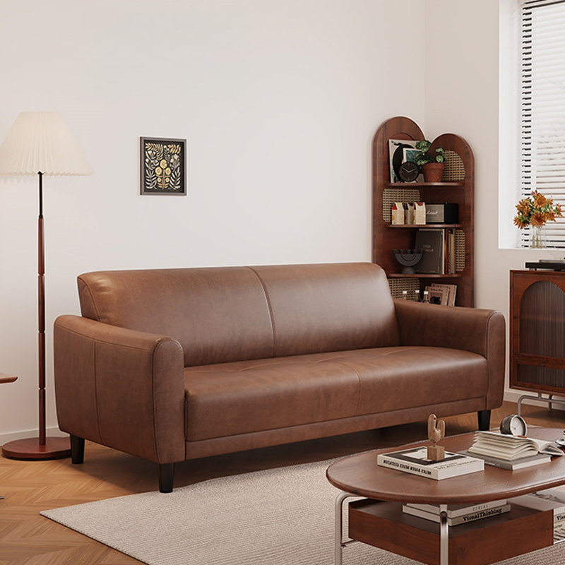 Causeuse-coussin standard en cuir véritable brun, H 31,5 po x l 82,68 po x P 29,53 po