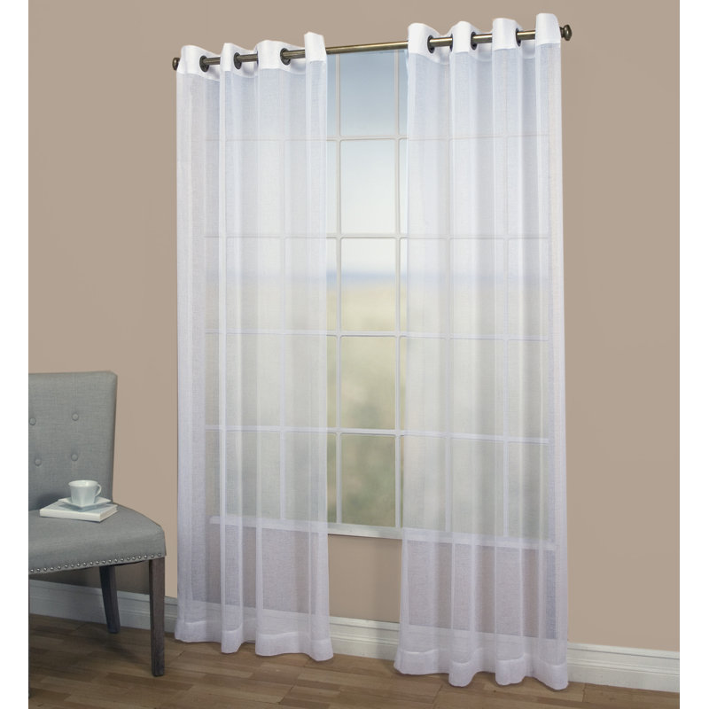 Stepanie Semi Sheer Curtain Single Panel, White, 52" W x 72" L