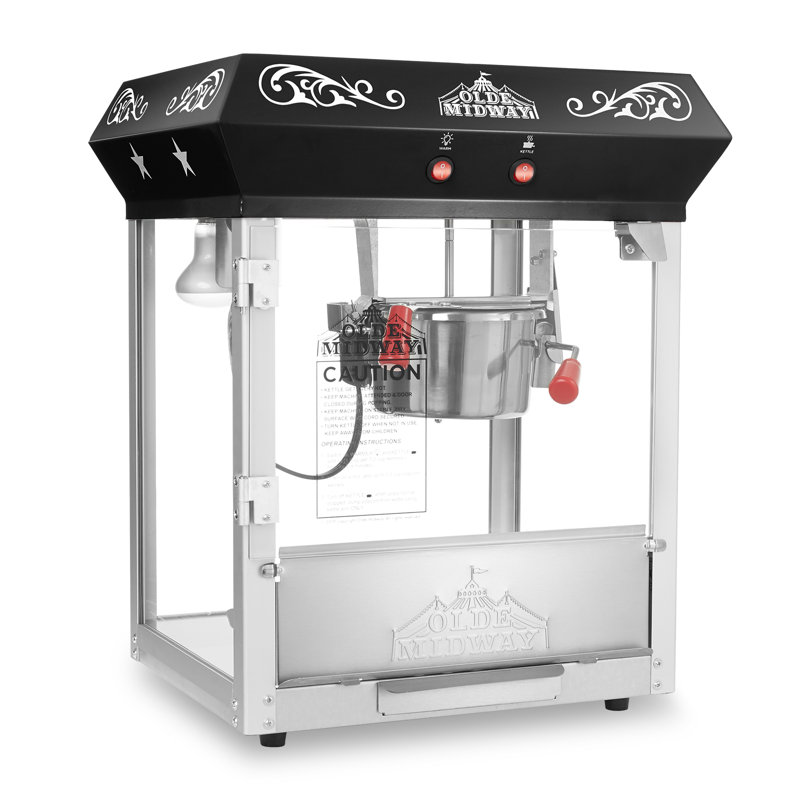 Olde Midway 4 Oz. Tabletop Popcorn Machine, Popcorn Machine Stand / Cart, Black