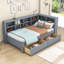 Lit de jour en bois avec ports de chargement USB, tiroirs et tablettes de rangement-342125226-342125227