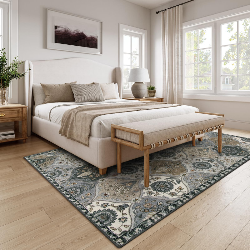 Tapis à motif de médaillons en fleurs Violia, Rectangle de 5 pi x 8 pi
