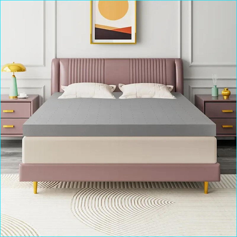 Surmatelas extra ferme en mousse à haute densité pour grand lit 3 pouces | CertiPUR-US | Polyuréthane | Gris ardoise, 3"