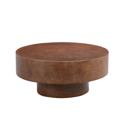 Table basse décorative 31,49 po avec motif en faux bois et piédestal robuste pour le salon