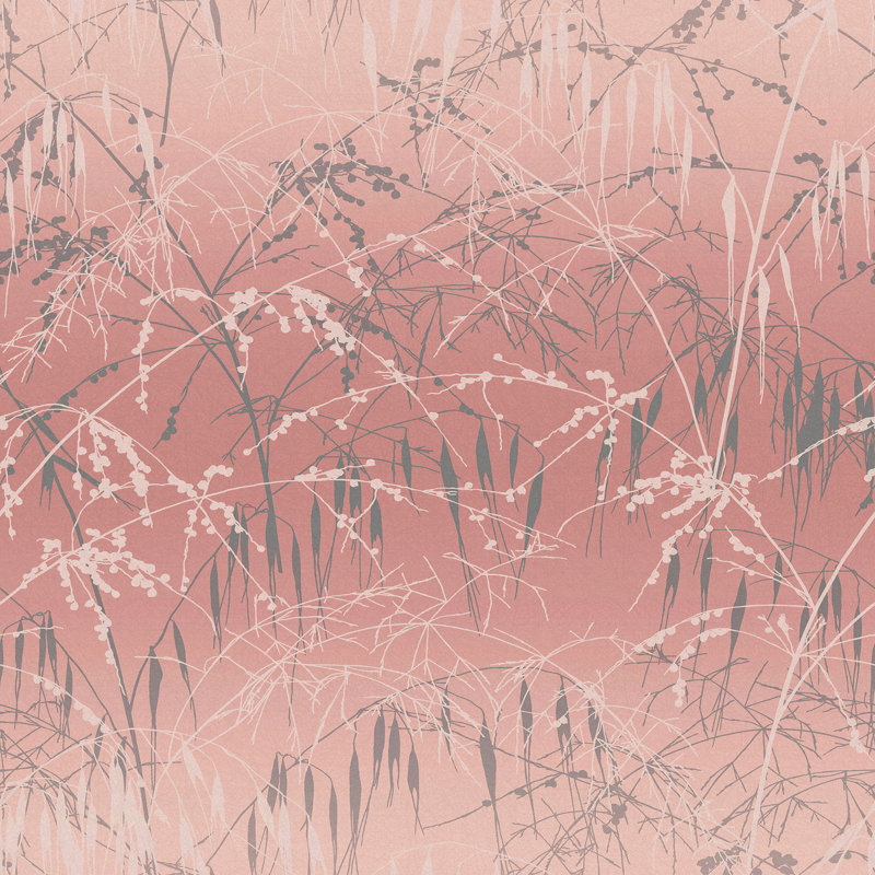 Floral Metallic Wallpaper Roll, Shell/Pewter