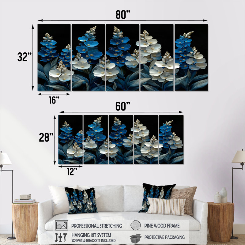 «Blue Bonnets Meadow Dreams II - Blue Bonnets», ensemble d'art sur toile, H 28 po x l 60 po