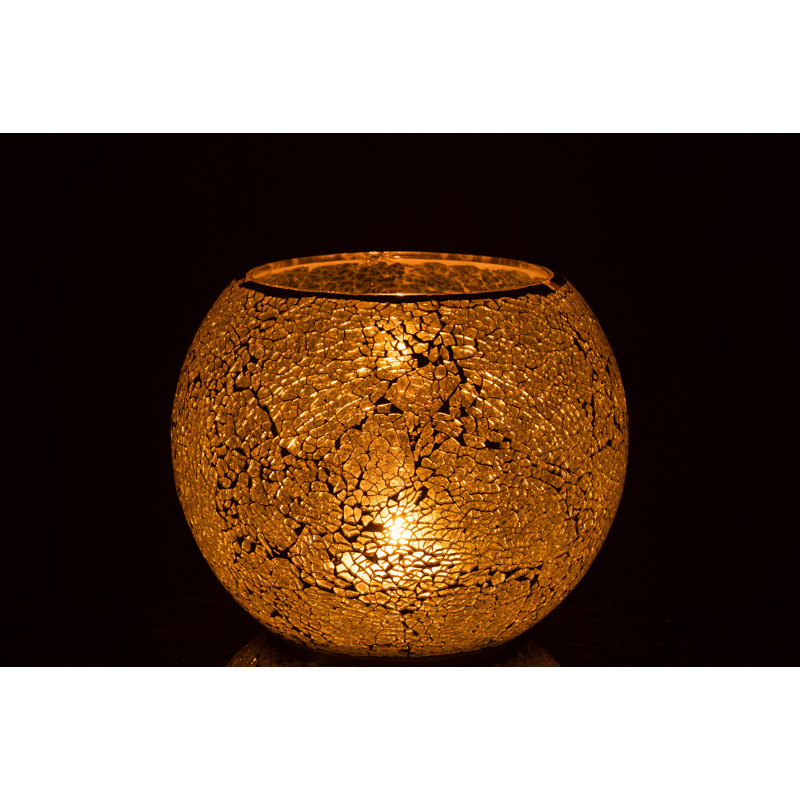 Glass Wall Tealight Holder, 17.5cm H x 20.5cm W x 20.5cm D, Yellow