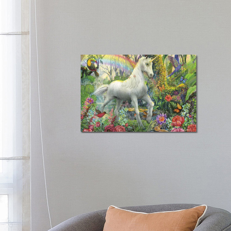 Rainbow Unicorn by Ed Wargo - Wrapped Canvas Gallery-Wrapped Canvas Giclée, 66.04 cm H x 45.72 cm W x 1.91 cm D