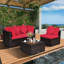 Ensemble de conversation modulaire en rotin avec coussins 4 pièces Patio-566209144