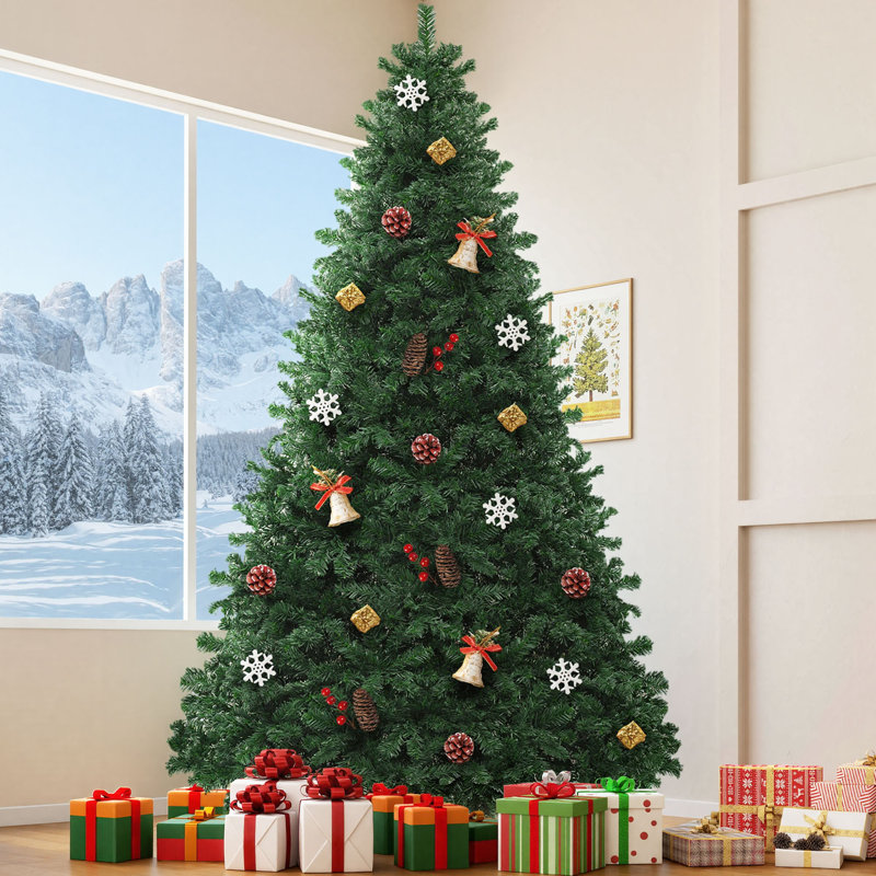 Green Artificial Pine Christmas Tree with Stand, 9 ft