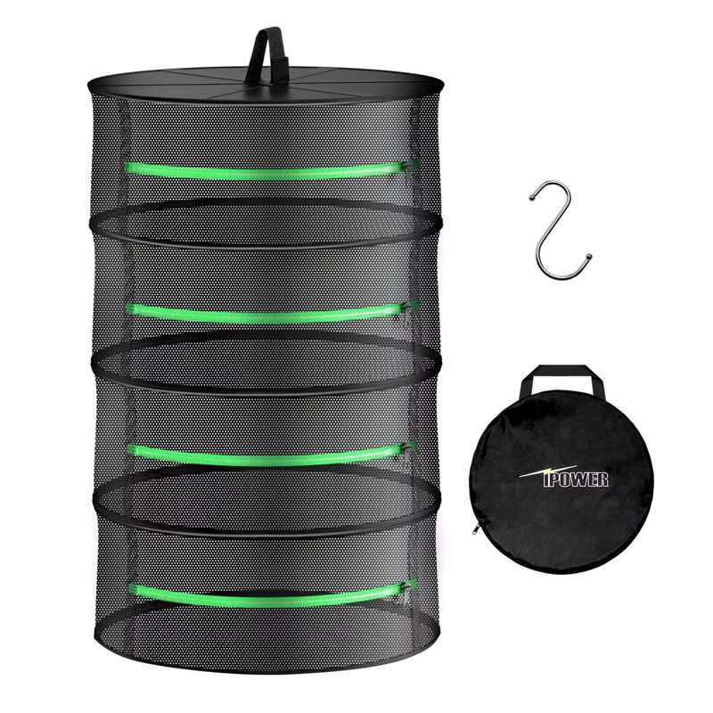 Séchoir à herbes à 4 couches avec fermeture à glissière et crochet, filet de séchage pliable pour plantes hydroponiques, herbes, graines et bourgeons
