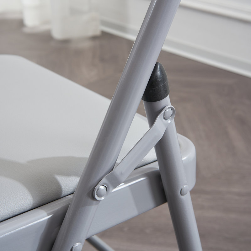 Frankie Vinyl Padded Stackable Folding Chair Set of 6, Gray