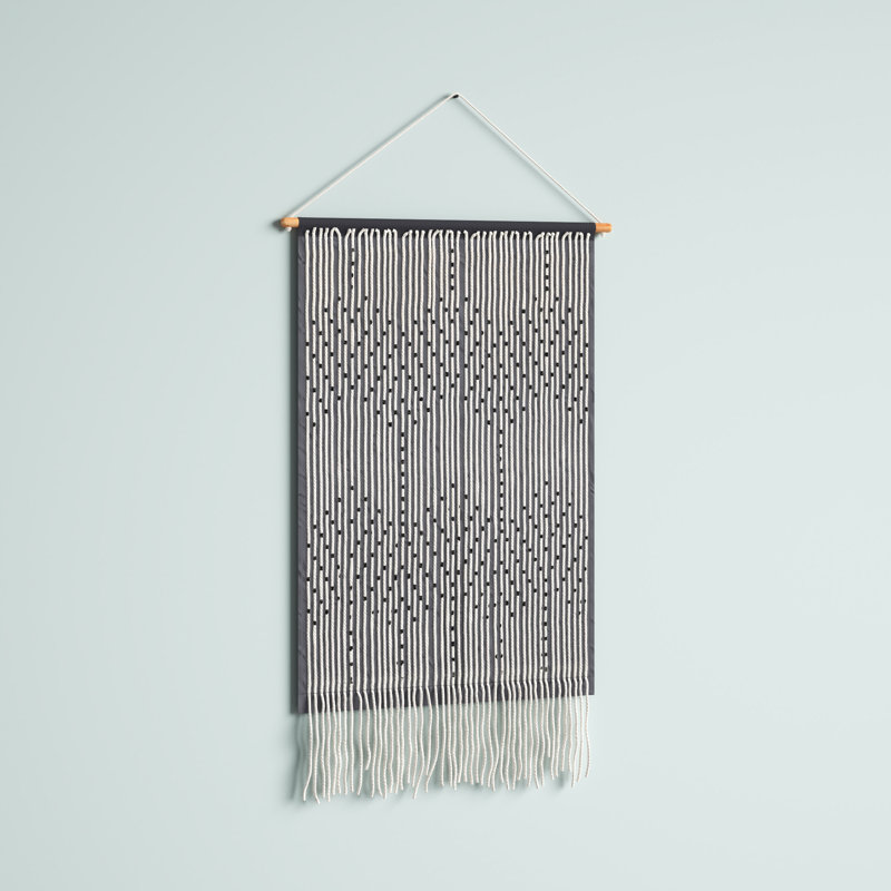 Suspension murale en coton avec tige incluse, Gris