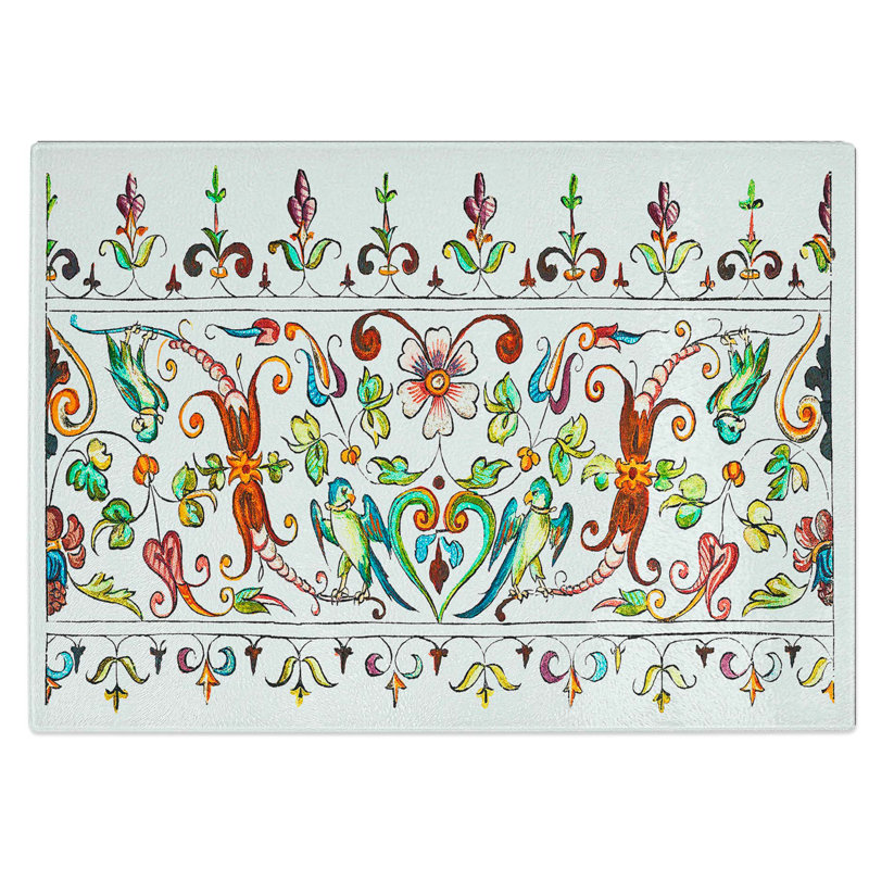 Glass Flowers & Parrots Pattern by William Morris Chopping Board, 39 cm W x 28.5 cm L
