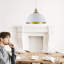 Ensemble de 3 luminaires suspendus dôme blanc et doré 11,8 pouces pour îlot de cuisine -741238542-741243435-745682899