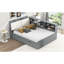 Gris, lit double, base de lit en bois, lit gigogne, plateau de rangement rotatif, tête rembourrée avec tablettes-2130696651