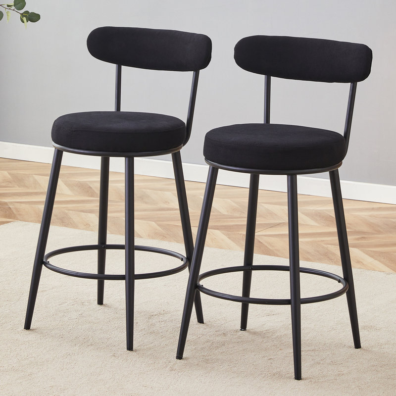Chaises de bar ergonomiques en tissu noir