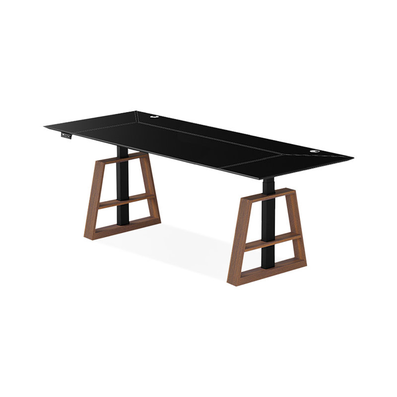 Bureaux rectangulaires noirs en bois manufacturé, 51.57" H x 70.87" W x 31.5" D